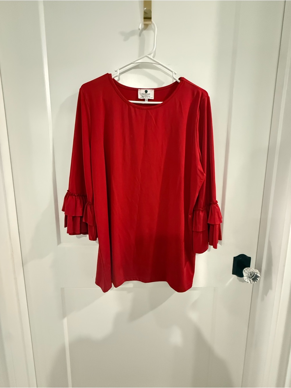 Dainty Jewells Red Ruffle Sleeve 3/4 sleeve  Size XL